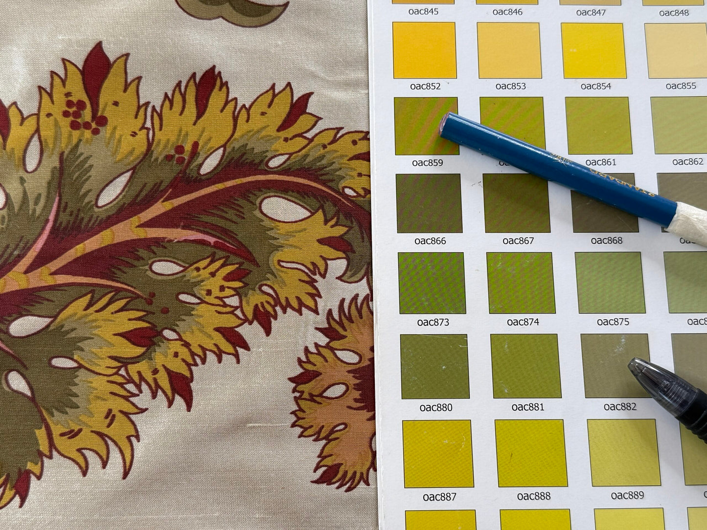 Scalamandre Baradi Blossom On Chablis Pink Jacobean Palampore Tree Of Life Printed Silk Pink Green On Cream White MSRP USD 192/y