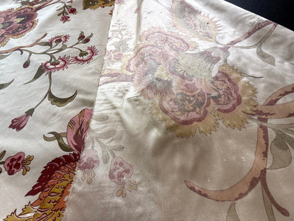 Scalamandre Baradi Blossom On Chablis Pink Jacobean Palampore Tree Of Life Printed Silk Pink Green On Cream White MSRP USD 192/y