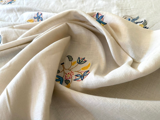 Scalamandre Old World Weavers Amiya Hand Embroidery Crewel Sprig MSRP USD 368/Y