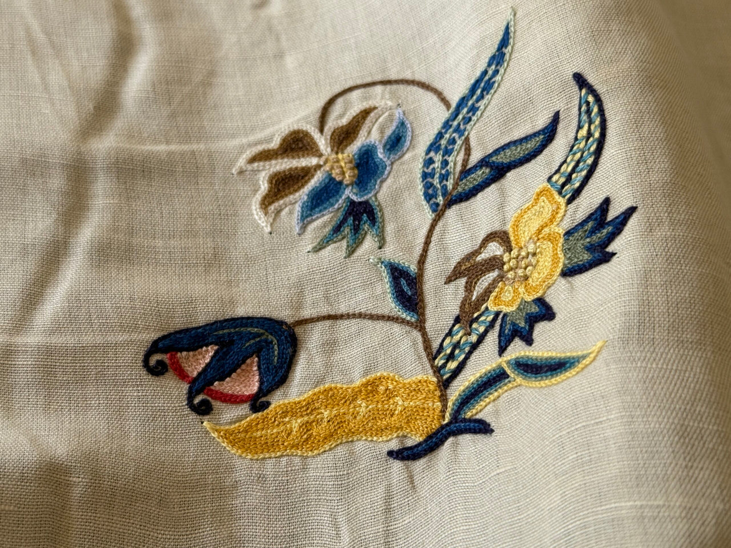 Scalamandre Old World Weavers Amiya Hand Embroidery Crewel Sprig MSRP USD 368/Y