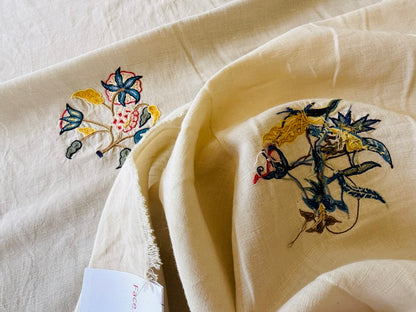 Scalamandre Old World Weavers Amiya Hand Embroidery Crewel Sprig MSRP USD 368/Y