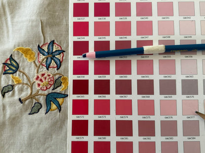 Scalamandre Old World Weavers Amiya Hand Embroidery Crewel Sprig MSRP USD 368/Y