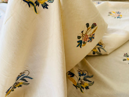 Scalamandre Old World Weavers Amiya Hand Embroidery Crewel Sprig MSRP USD 368/Y