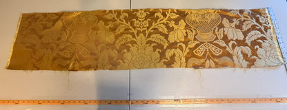 0.3 Yard Scalamandre Nashville Copper &amp; Antique Gold 100% Silk Damask Chinoiserie Peony Flower Basket Circa 1830
