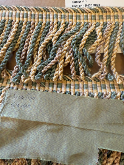 Special Order Brunschwig &amp; Fils Frange Torse Fringe 5in - Royan Green Grey Yellow Viscose MSRP USD136/y