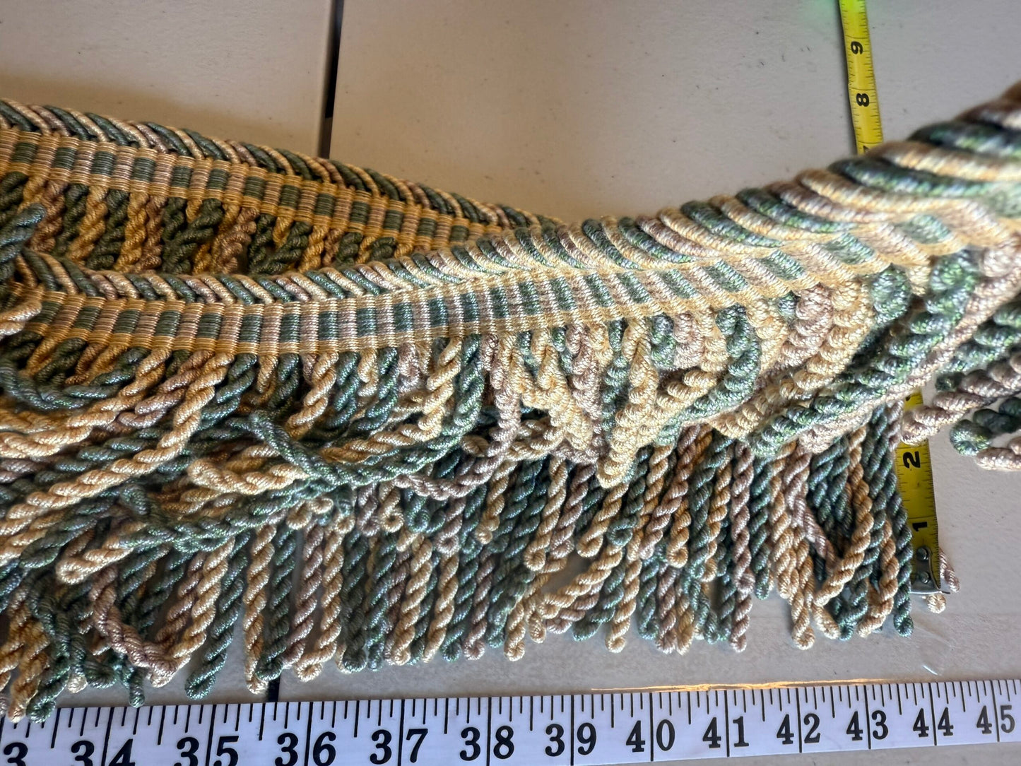 Special Order Brunschwig &amp; Fils Frange Torse Fringe 5in - Royan Green Grey Yellow Viscose MSRP USD136/y