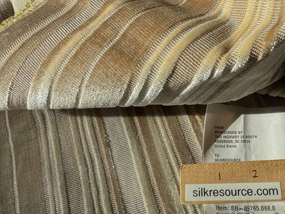 Brunschwig & Fils Lavinia Silk Velvet Cut Velvet Stripe Beige Cream White Tan Birch Very Heavy MSRP USD 436/Yard