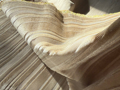 Brunschwig & Fils Lavinia Silk Velvet Cut Velvet Stripe Beige Cream White Tan Birch Very Heavy MSRP USD 436/Yard