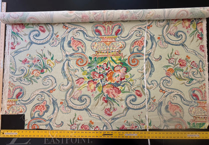4.8Y Brunschwig &amp; Fils Sunderland Celedon Artistic Floral Linen/Cotton Historical Print Chintz MSRP$194/y