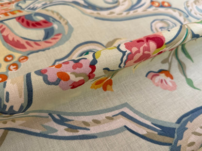 4.8Y Brunschwig &amp; Fils Sunderland Celedon Artistic Floral Linen/Cotton Historical Print Chintz MSRP$194/y