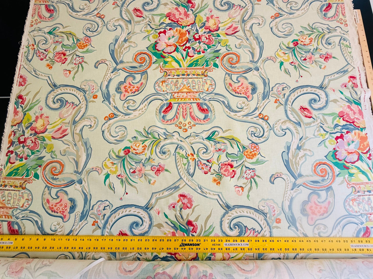 4.8Y Brunschwig &amp; Fils Sunderland Celedon Artistic Floral Linen/Cotton Historical Print Chintz MSRP$194/y