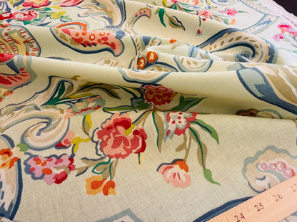 4.8Y Brunschwig &amp; Fils Sunderland Celedon Artistic Floral Linen/Cotton Historical Print Chintz MSRP$194/y