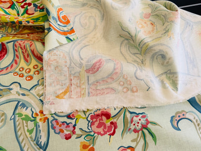 4.8Y Brunschwig &amp; Fils Sunderland Celedon Artistic Floral Linen/Cotton Historical Print Chintz MSRP$194/y