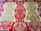 by yard Lee Jofa Mulberry Home Staveley Damask Ruby Olive Green Red White Floral Stripe MSRP USD 196/y