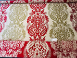 by yard Lee Jofa Mulberry Home Staveley Damask Ruby Olive Green Red White Floral Stripe MSRP USD 196/y