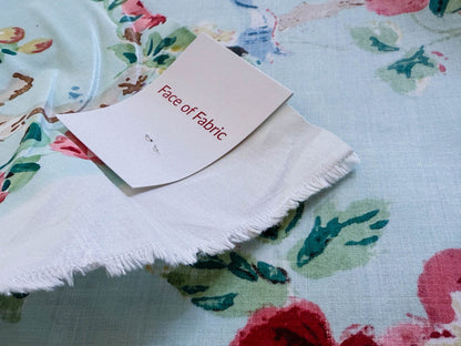 Scalamandre Chatsworth Chintz Fh Aqua Blue Pink Red Green Multi Color Rose Peony Bouquet with Ribbon English Garden Historical Prints Bouquet USD 364/y