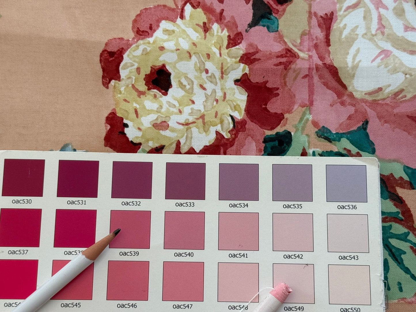 Scalamandre Fonthill Chatsworth Chintz Salmon Pink Blue Red Green Multi Color Rose Peony Bouquet with Ribbon English Garden Historical Prints Bouquet $364/y