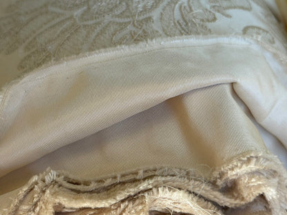 Lovelace Embroidery on Silk Faille Renaissance Damask Cameo Ivory White MSRP USD 413