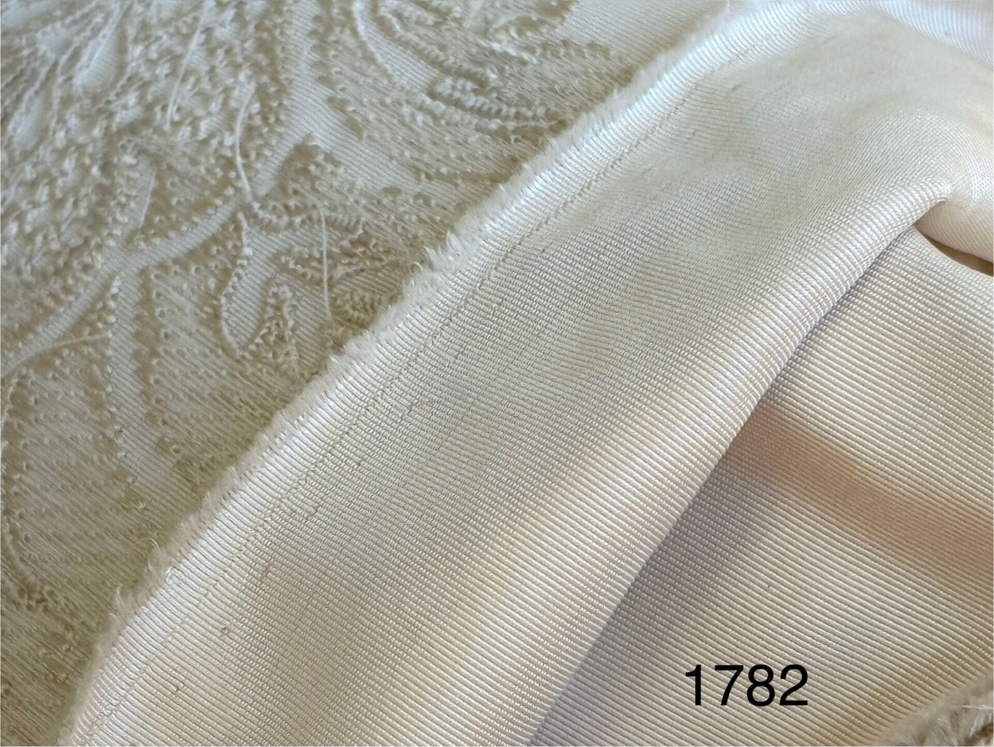 Lovelace Embroidery on Silk Faille Renaissance Damask Cameo Ivory White MSRP USD 413