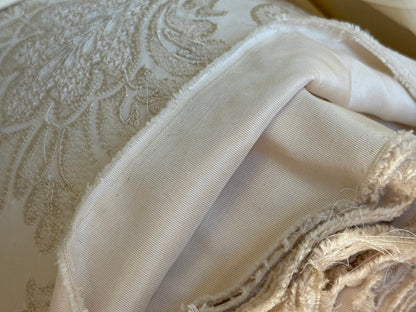 Lovelace Embroidery on Silk Faille Renaissance Damask Cameo Ivory White MSRP USD 413