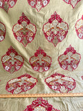 Lee Jofa Alexandria Silk Linen Embroidery Velvet Applique Museum Quality Red Gold Copper MSRP$560/y