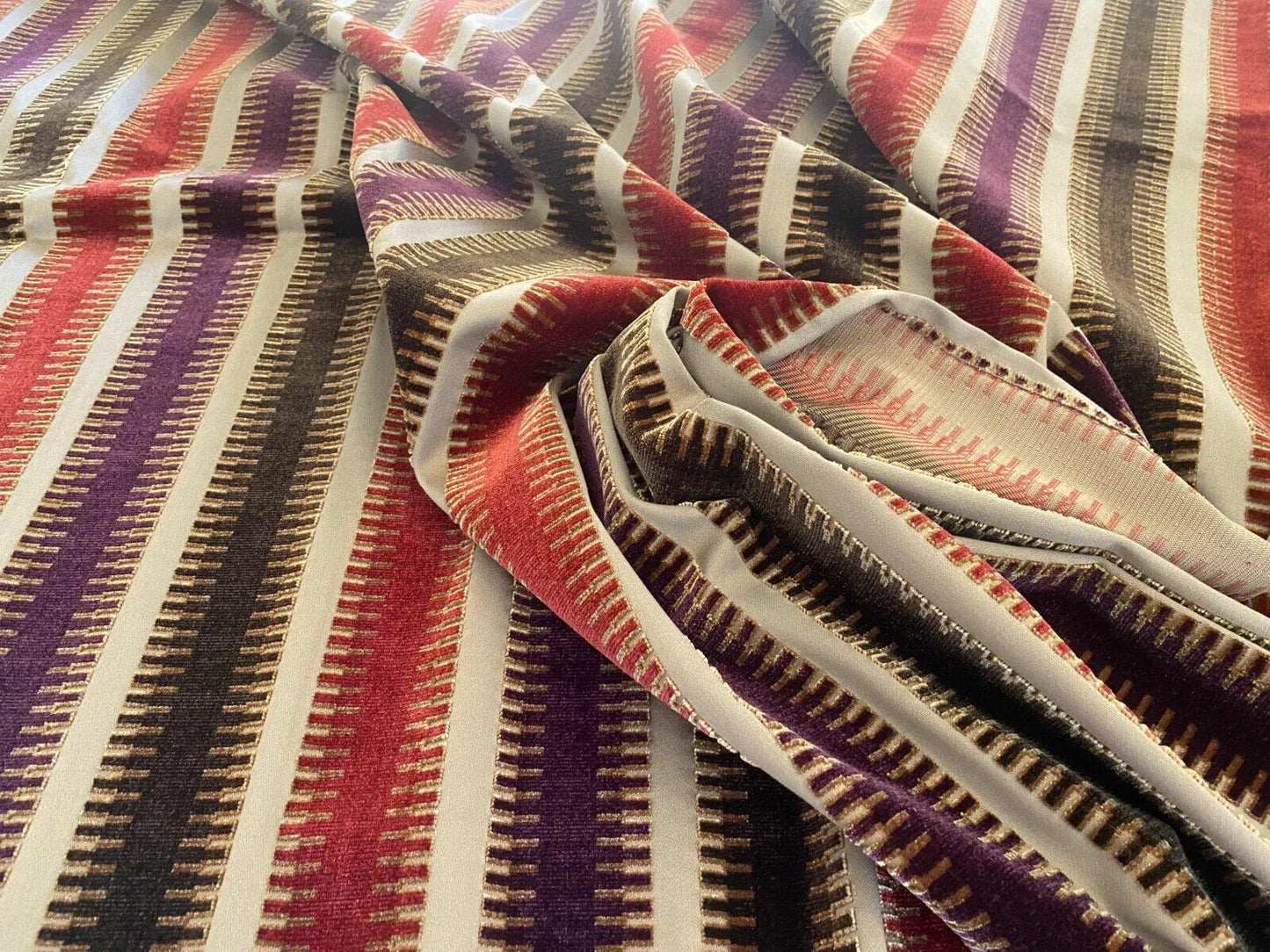 2.35yds Scalamandre Colony Indianapolis Silk Velvet Cut Velvet Burnt Raspberry Red Purple Brown Chocolate MSRP USD 830/Y