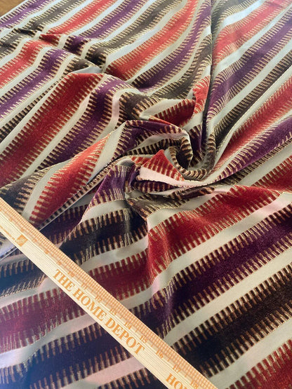 2.35yds Scalamandre Colony Indianapolis Silk Velvet Cut Velvet Burnt Raspberry Red Purple Brown Chocolate MSRP USD 830/Y