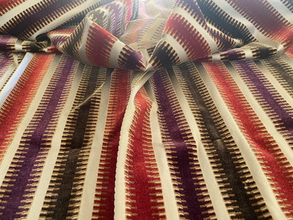 2.35yds Scalamandre Colony Indianapolis Silk Velvet Cut Velvet Burnt Raspberry Red Purple Brown Chocolate MSRP USD 830/Y