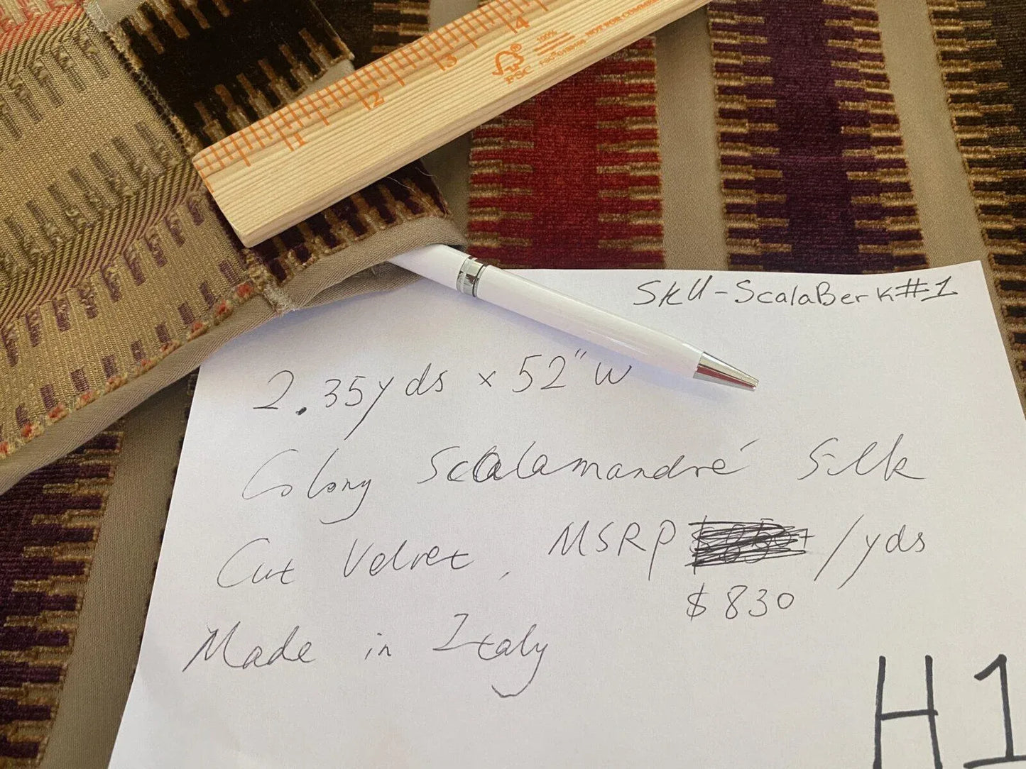 2.35yds Scalamandre Colony Indianapolis Silk Velvet Cut Velvet Burnt Raspberry Red Purple Brown Chocolate MSRP USD 830/Y