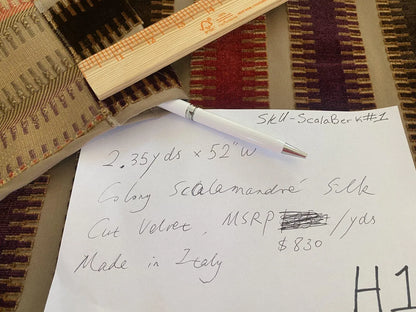 2.35yds Scalamandre Colony Indianapolis Silk Velvet Cut Velvet Burnt Raspberry Red Purple Brown Chocolate MSRP USD 830/Y