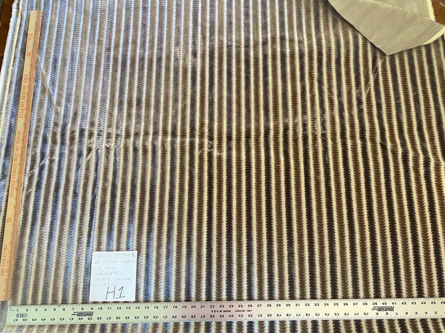 Scalamandre La Foltiere Cut Velvet In Wheat Grey 2.35yd Panel MSRP USD 284/Y