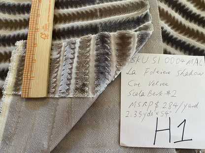 Scalamandre La Foltiere Cut Velvet In Wheat Grey 2.35yd Panel MSRP USD 284/Y