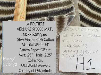 Scalamandre La Foltiere Cut Velvet In Wheat Grey 2.35yd Panel MSRP USD 284/Y