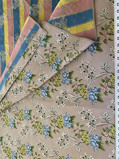 2.5y Tassinari &amp; Chatel Scalamandre 100% Silk Lampas “la Favorite” Flower Lace Pink Blue Green Yellow MSRP USD 2180/yard