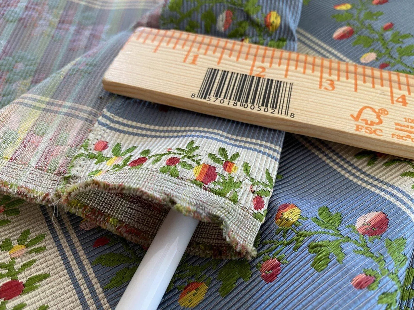 2yd16” Tassinari &amp; Chatel Scalamandre Silk Lampas Courances In Bleu Made In France MSRP USD 1812/yard