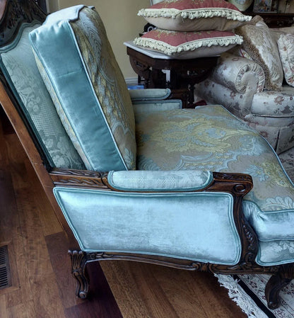 Scalamandre Lacerta Damask Cut Velvet Aqua Chartreuse MSRP USD 256/Y