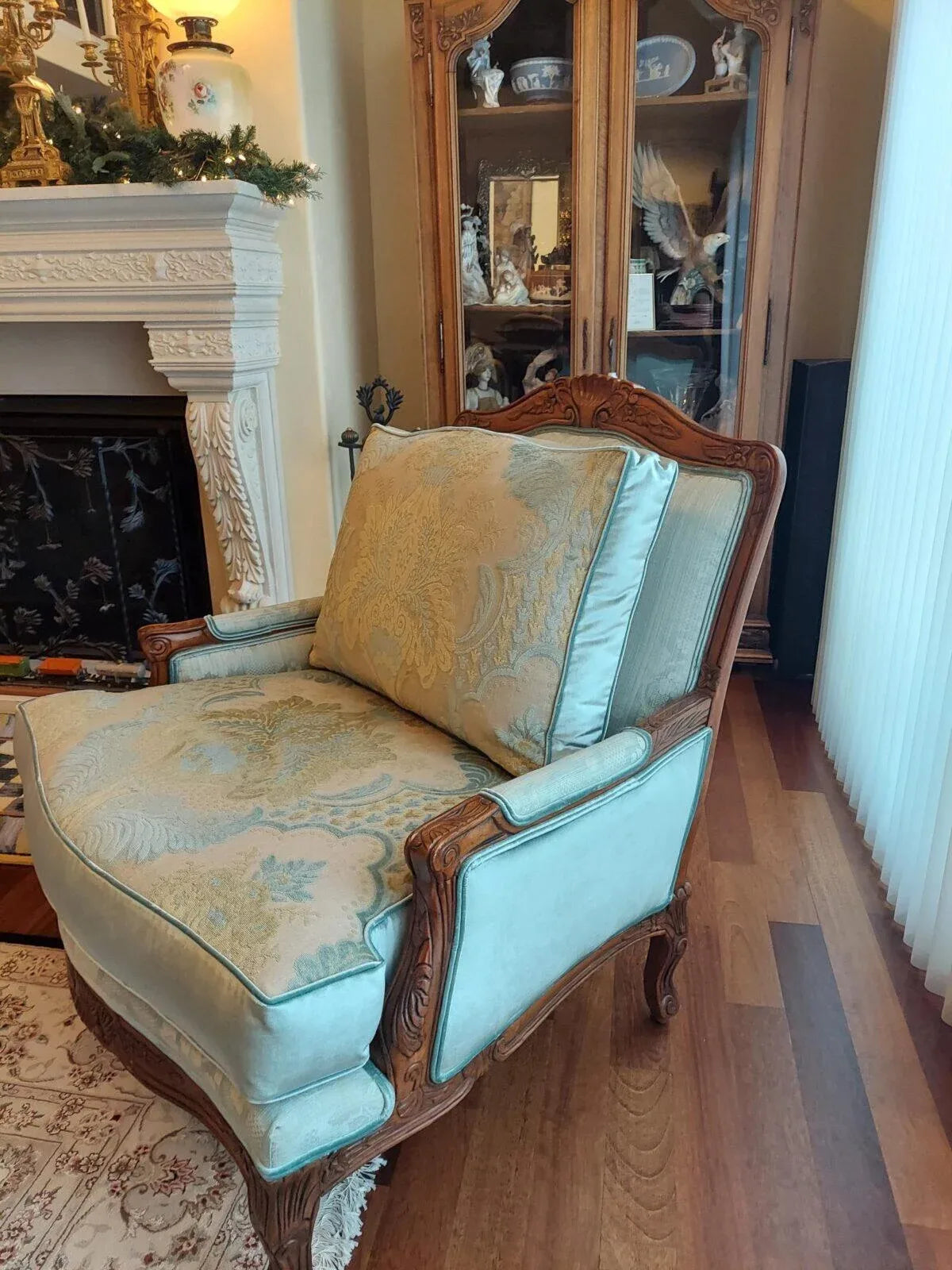 Scalamandre Lacerta Damask Cut Velvet Aqua Chartreuse MSRP USD 256/Y