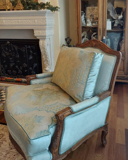 Scalamandre Lacerta Damask Cut Velvet Aqua Chartreuse MSRP USD 256/Y