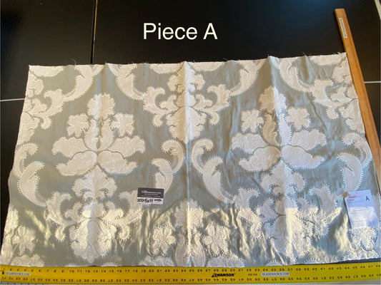 18 Berkbox54 Scalamandre Cornelia Skylight White Damask Embroidery 28"x48" MSR USD 612/yard