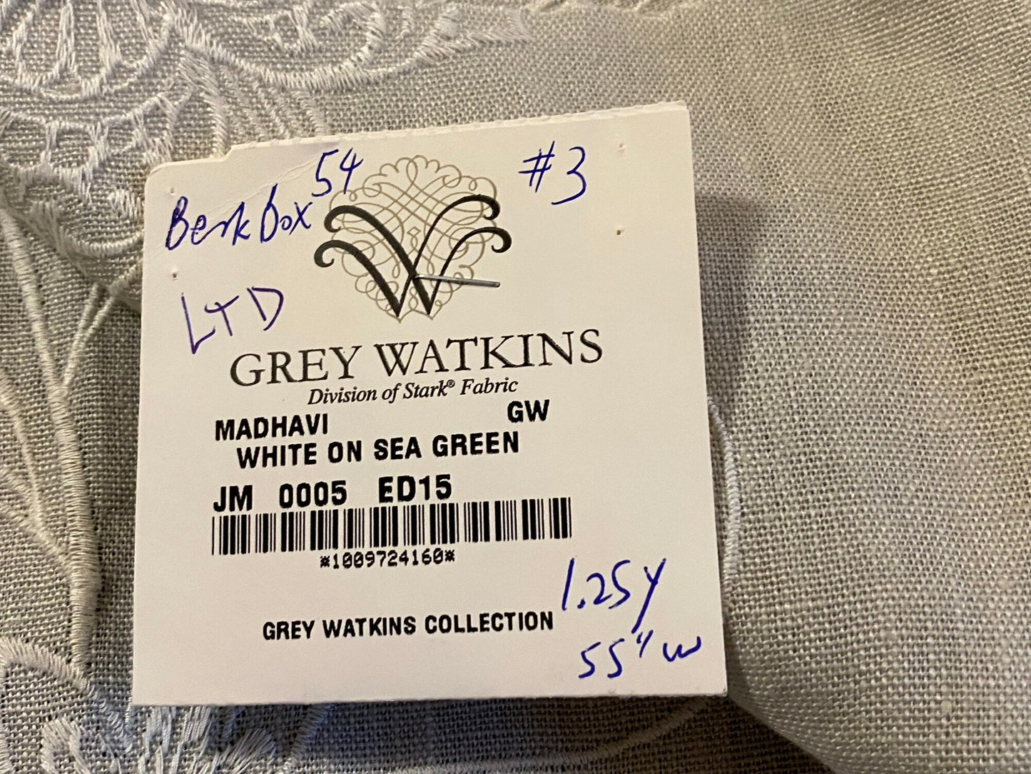 1 Berkbox54 1.2 yard Scalamandre Madhavi Khaki on Ivory Embroidery Minor Defect MSRP USD 272/Y