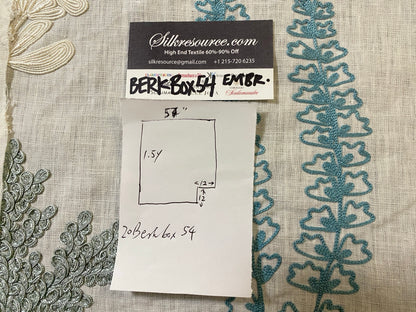 20 Berkbox54 1.25Y Scalamandre Harbor Green Seaweeds Ocean Plants Coral Reef Embroidery Linen MSRP USD 288