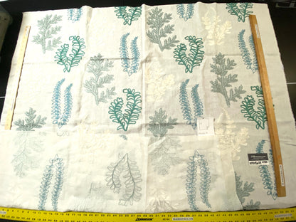 20 Berkbox54 1.25Y Scalamandre Harbor Green Seaweeds Ocean Plants Coral Reef Embroidery Linen MSRP USD 288