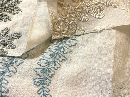 20 Berkbox54 1.25Y Scalamandre Harbor Green Seaweeds Ocean Plants Coral Reef Embroidery Linen MSRP USD 288