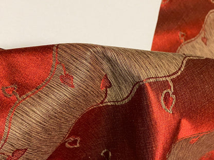 Old World Weavers Silk Leaves Stripe Russet Red Foliage Lampas MSRP USD216/y