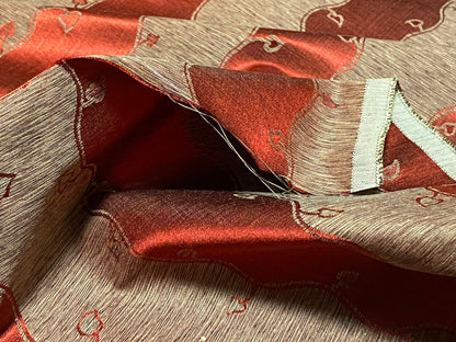 Old World Weavers Silk Leaves Stripe Russet Red Foliage Lampas MSRP USD216/y