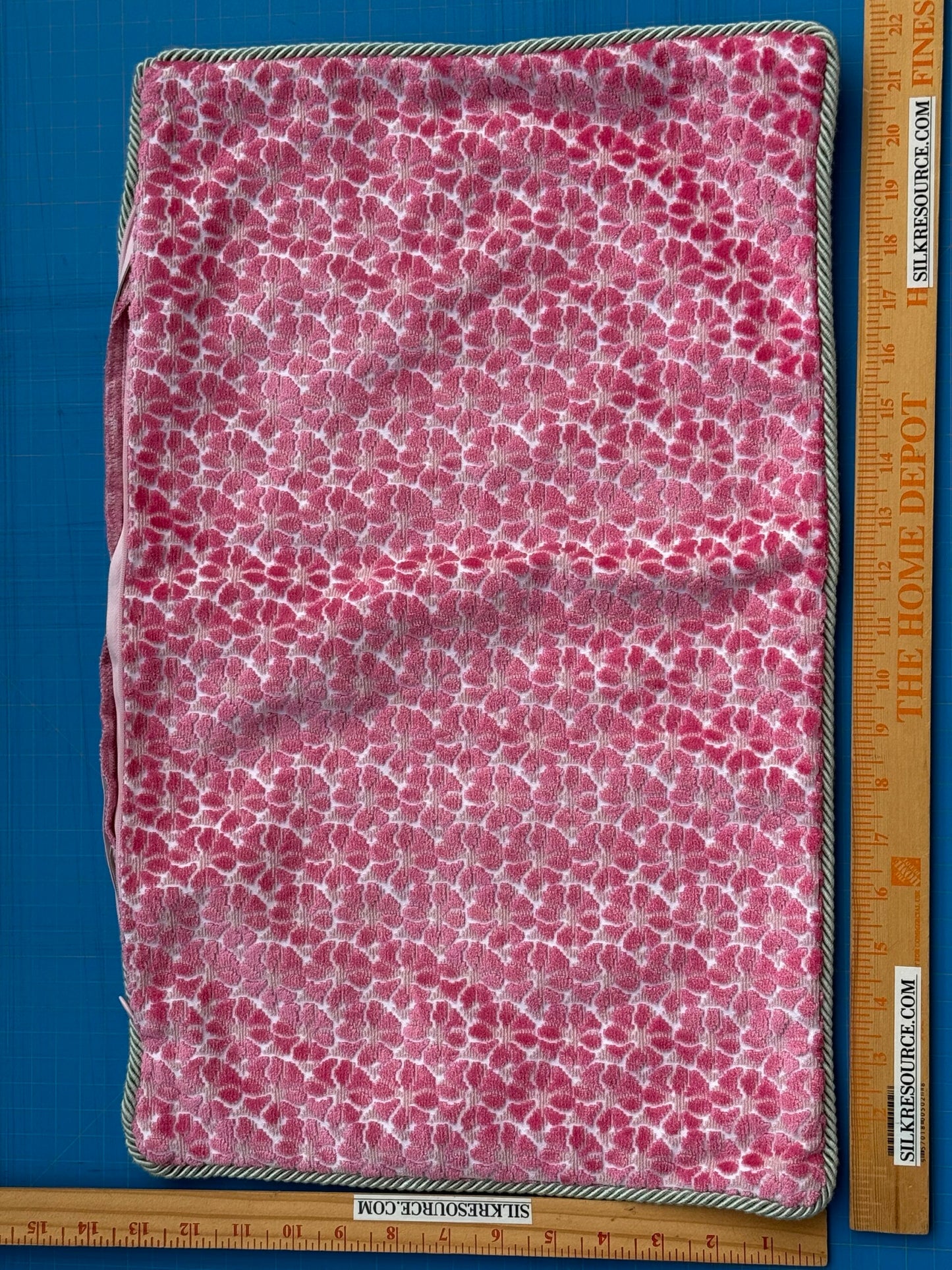 Pillow Case only Scalamandre Hinson Colorpop Petal Velvet in Pinks with Cord Trim Pink  MSRP$398