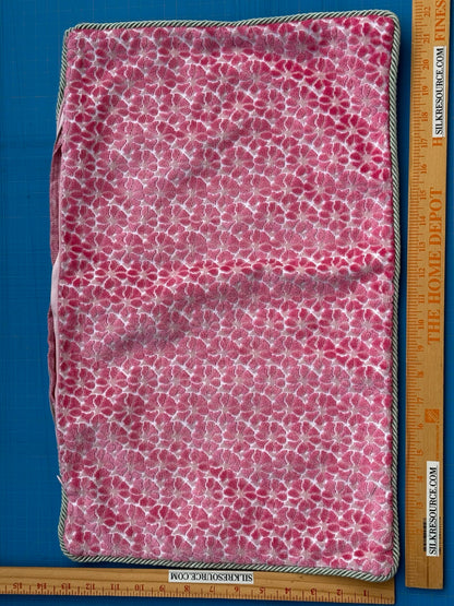 Pillow Case only Scalamandre Hinson Colorpop Petal Velvet in Pinks with Cord Trim Pink  MSRP$398
