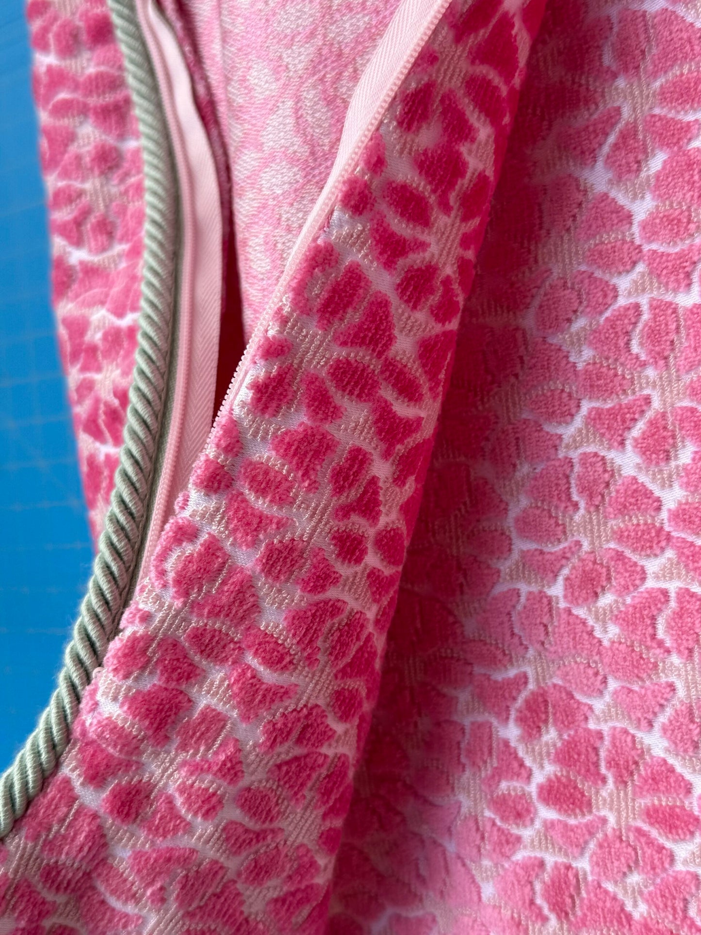 Pillow Case only Scalamandre Hinson Colorpop Petal Velvet in Pinks with Cord Trim Pink  MSRP$398