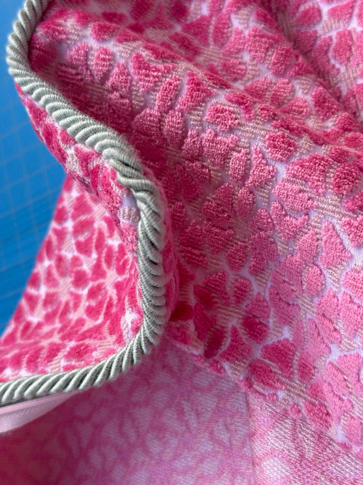 Pillow Case only Scalamandre Hinson Colorpop Petal Velvet in Pinks with Cord Trim Pink  MSRP$398