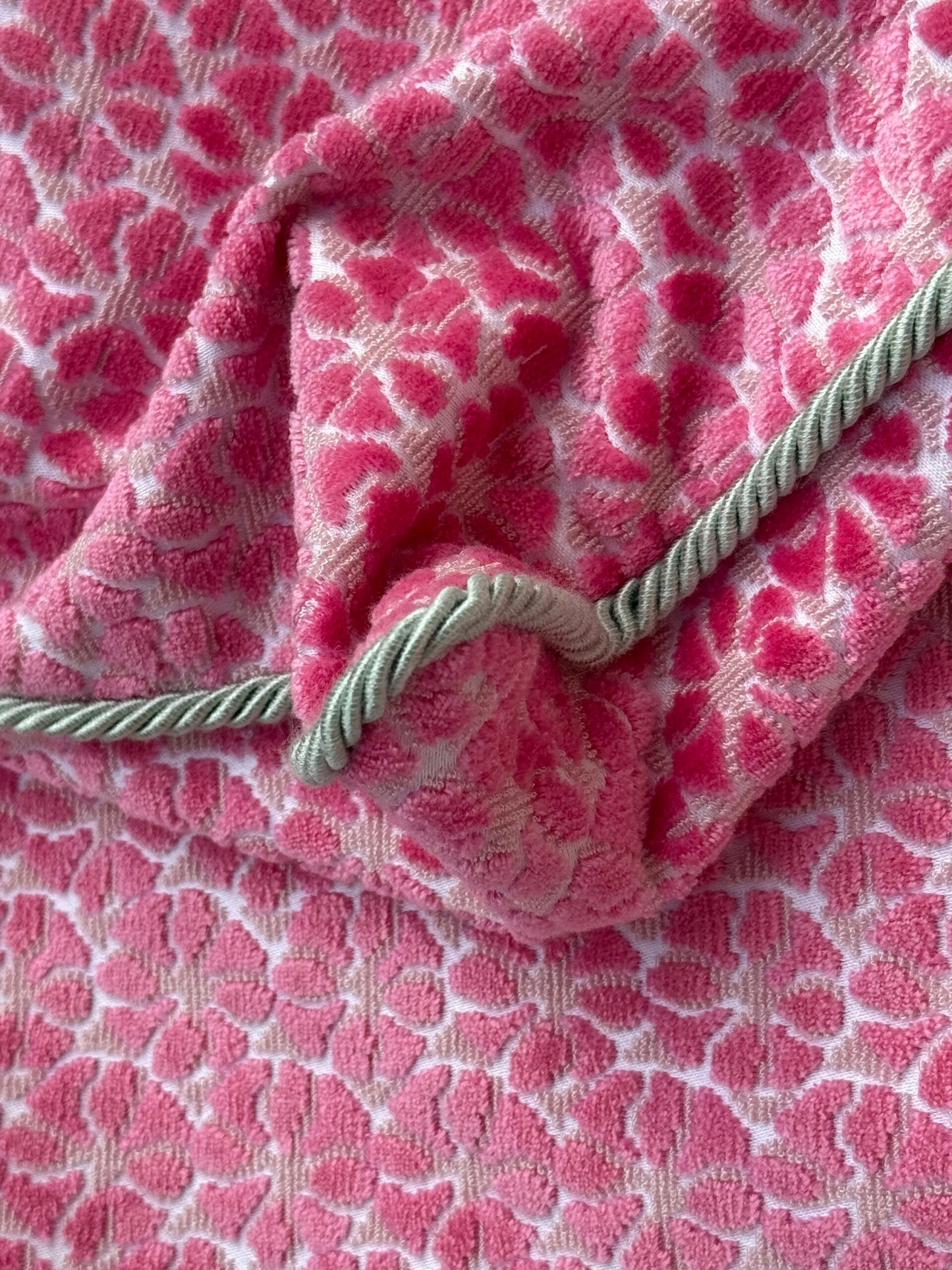 Pillow Case only Scalamandre Hinson Colorpop Petal Velvet in Pinks with Cord Trim Pink  MSRP$398